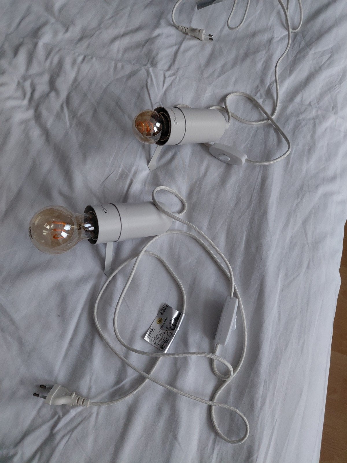 2x E27 Tafellampjes met Kooldraadlampen (Klein & Groot), Ophalen of Verzenden, Gebruikt