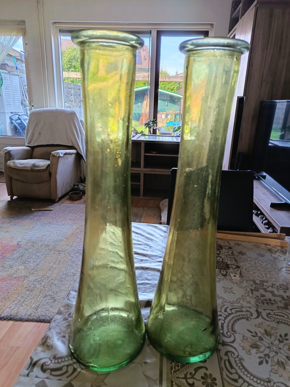 glazen vazen, Huis en Inrichting, Ophalen, Geschikt voor droogbloemen, Glas, 55 cm