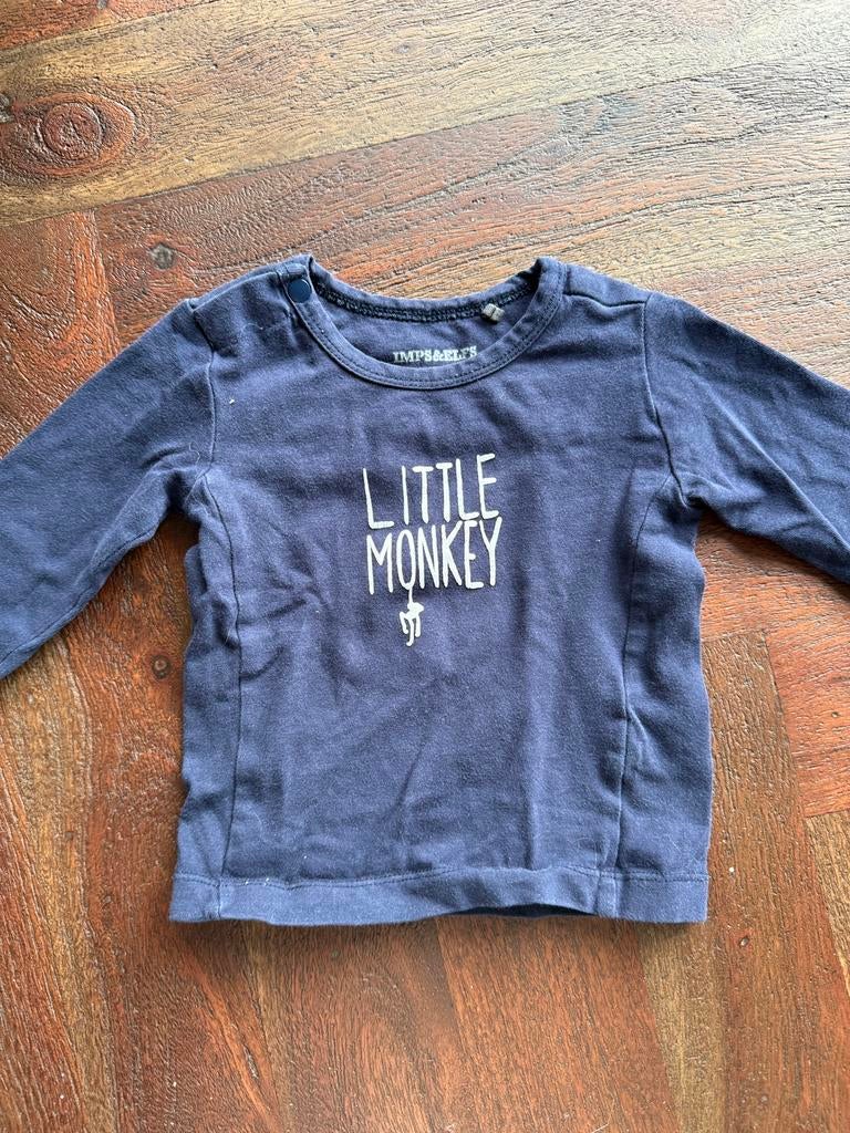 Lange mouwen shirt little monkey maat 62, Kinderen en Baby's, Babykleding | Maat 62, Ophalen of Verzenden, Zo goed als nieuw, Jongetje