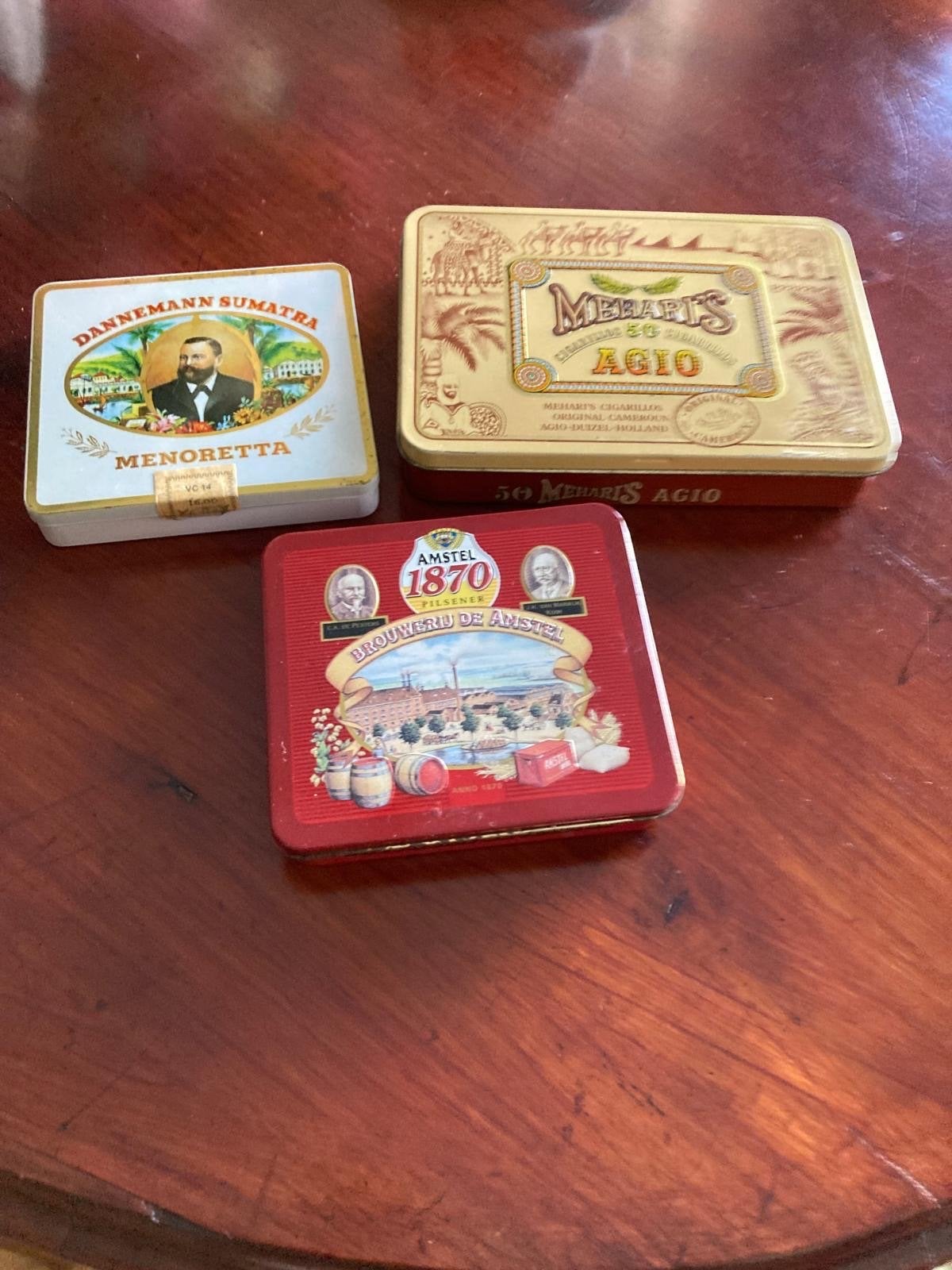 Set van 3 Vintage Sigarenblikken - Dannemann, Meharis, Amste, Ophalen of Verzenden, Gebruikt, Overige, Overige merken
