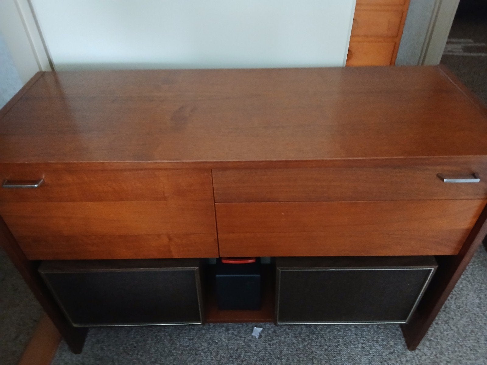 Vintage kastje voor pickup en radio inclusief 2 geluidsboxe, Ophalen, Gebruikt, 50 tot 100 cm, Minder dan 100 cm