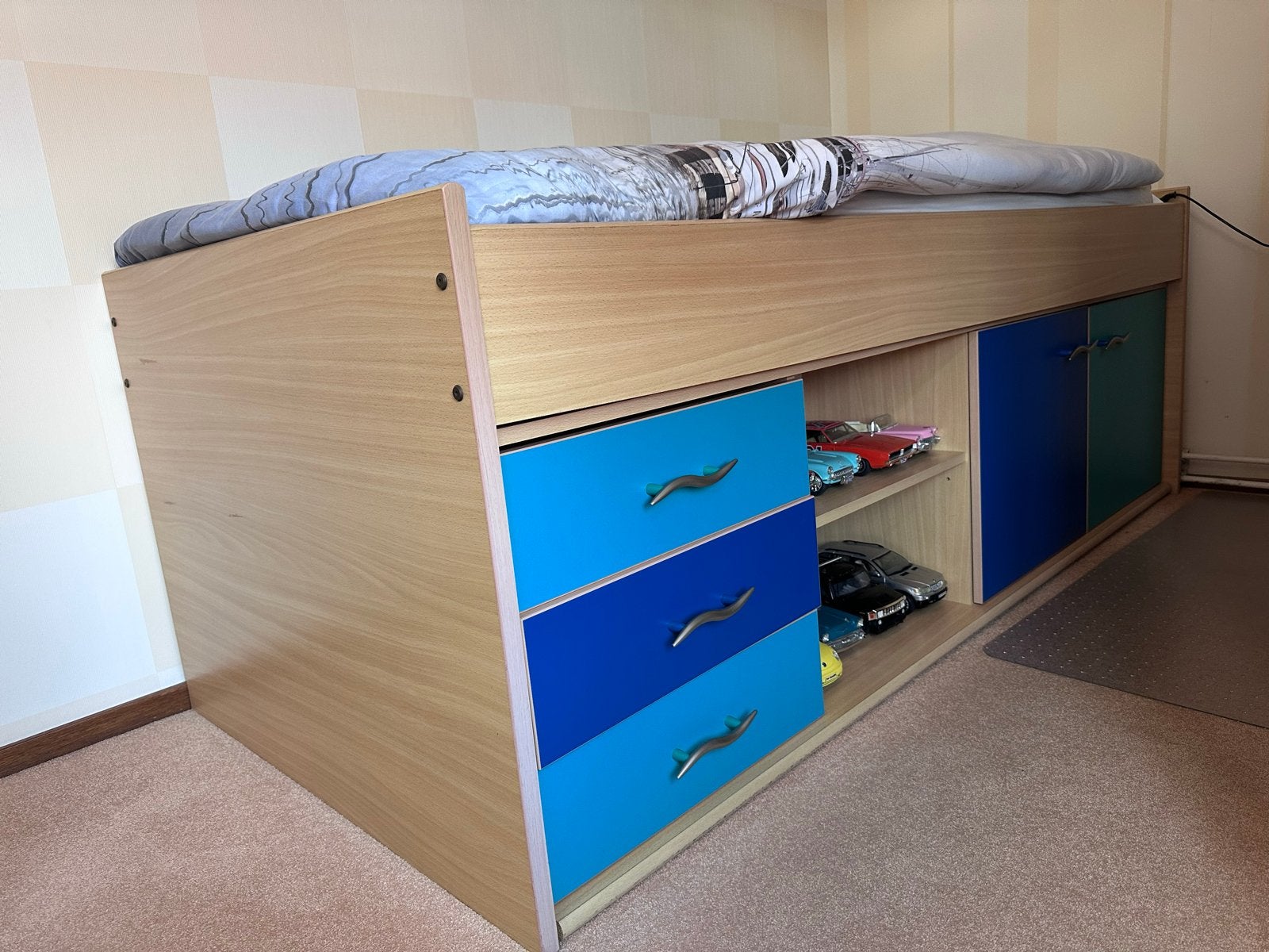 Hoogslaper met kledingkast, Ophalen, 85 tot 100 cm, Gebruikt, Hoogslaper of Stapelbed