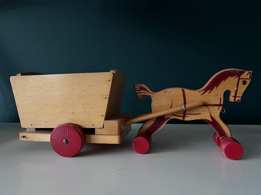 antiek speelgoed, paard & wagen, nooitgedagt ijlst, Antiek en Kunst, Ophalen of Verzenden