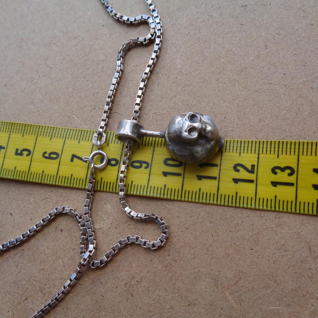 zilveren ketting met schedel hanger [581], Met hanger, Verzenden, Zo goed als nieuw, Zilver