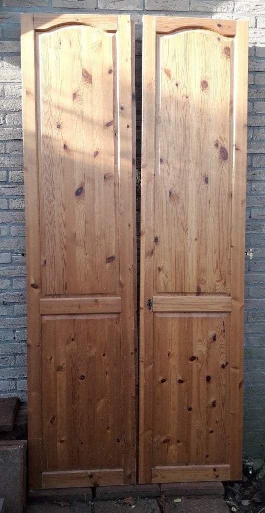 2 houten kastdeuren paneeldeuren deuren 49 x 214 x 2,5 cm, Ophalen, 200 cm of meer, 50 tot 100 cm, Zo goed als nieuw