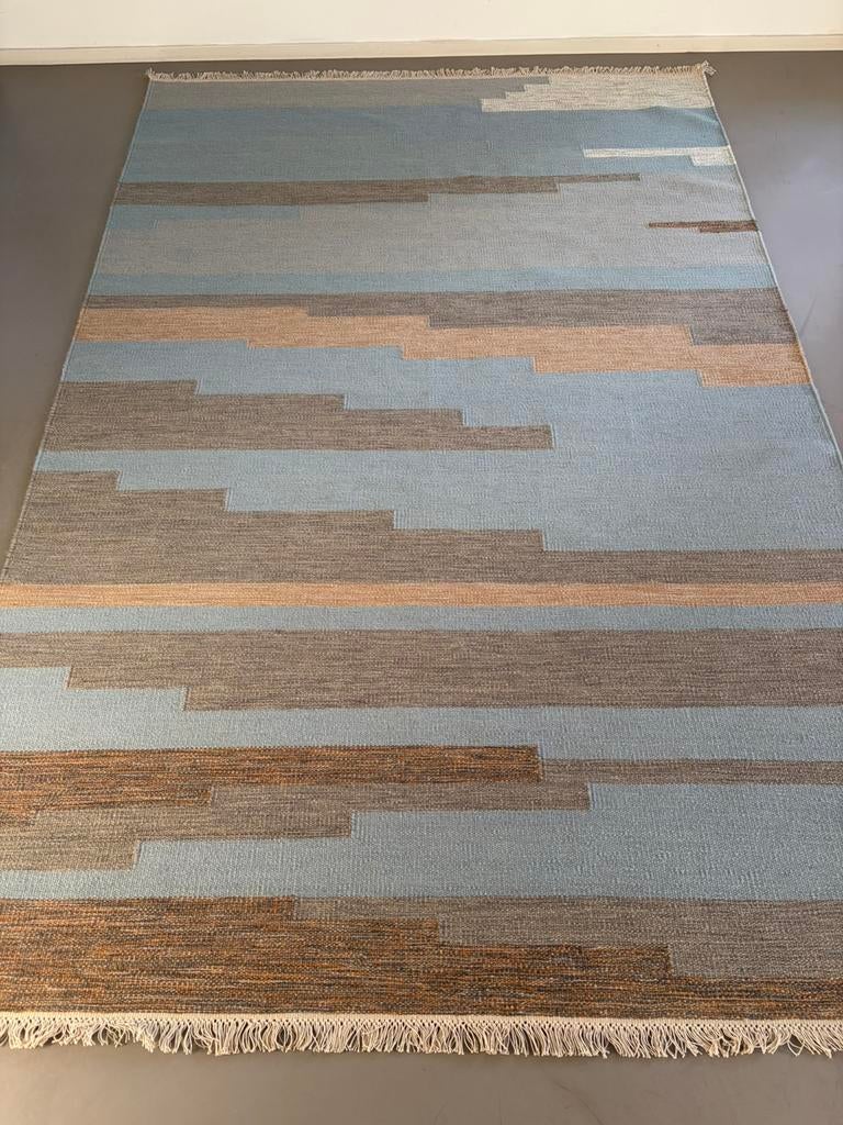 Nieuw groot handgeweven vloerkleed rollakan Waddenzee Schier, Overige kleuren, 200 cm of meer, Ophalen of Verzenden, Zo goed als nieuw