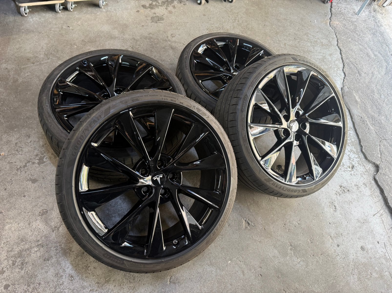 ✅ 21 Inch Black Spoke Turbine Tesla Model S velgen 5x120, Auto-onderdelen, Banden en Velgen, Banden en Velgen, Personenwagen, Zomerbanden