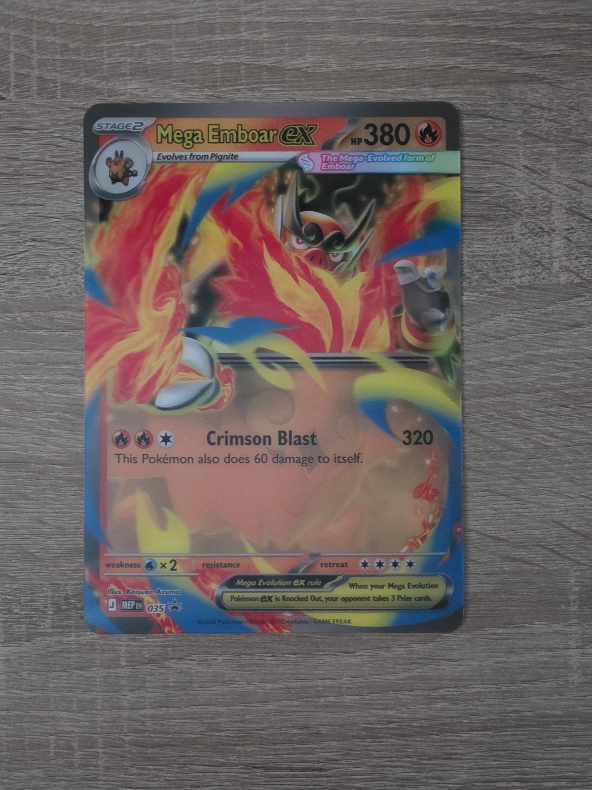 Mega Emboar EX Jumbo Pokémon Kaart, Ophalen of Verzenden, Zo goed als nieuw