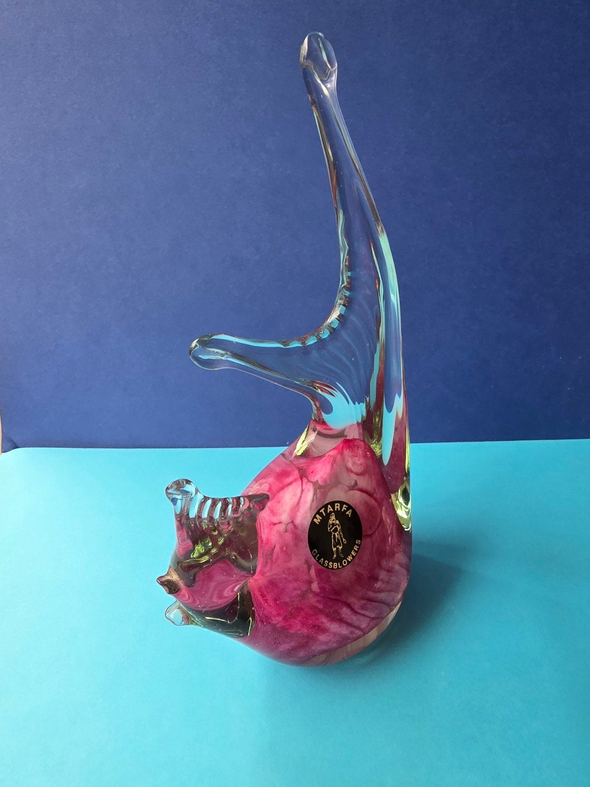 Mtarfa Glassblowers Malta Glazen Vis Sculptuur Roze, Ophalen of Verzenden
