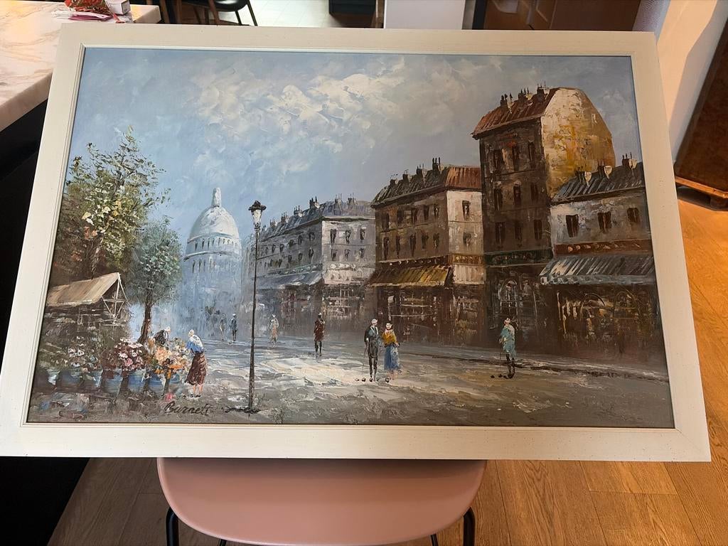 Schilderij Burnett - Parijs straatbeeld met Sacré-Cœur, Ophalen of Verzenden