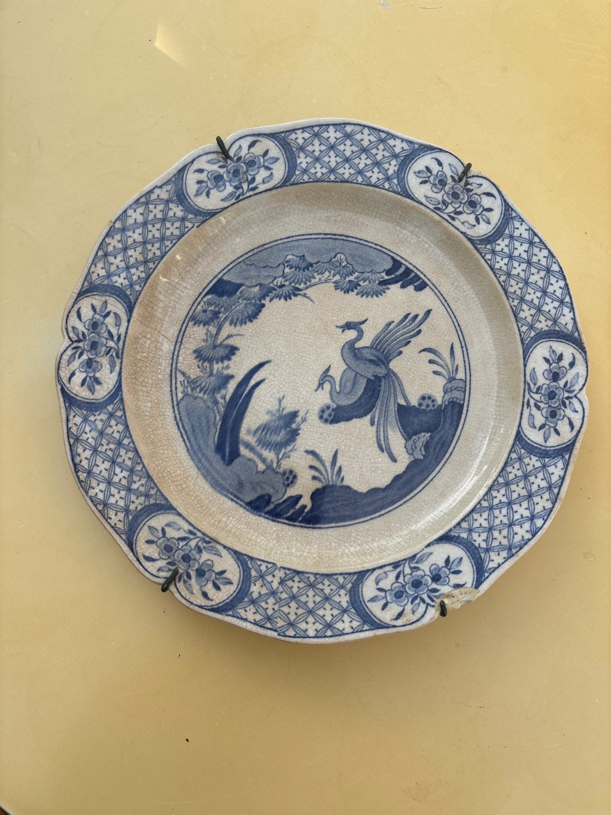Antiek Delfts Blauw Bord met Fenix Decoratie, Antiek en Kunst, Ophalen of Verzenden
