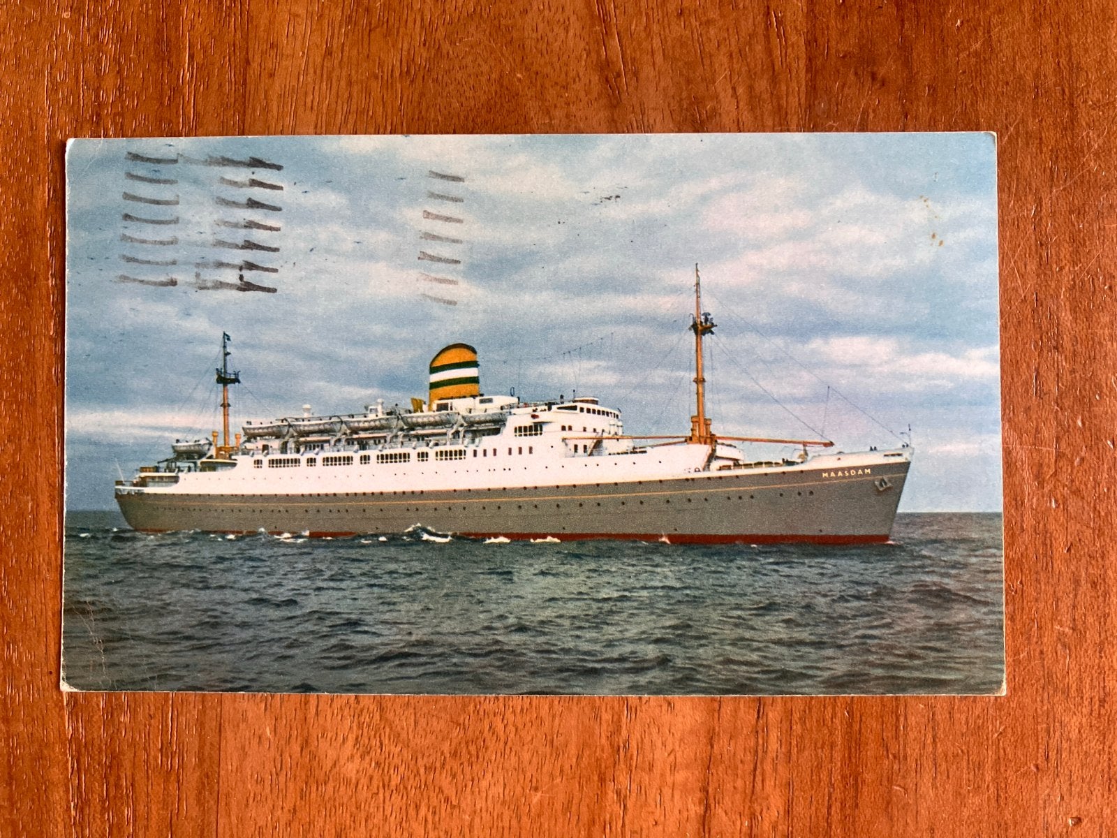 SS Maasdam Holland-Amerika Lijn 1963, Ophalen of Verzenden, Gebruikt, Motorboot, Kaart, Foto of Prent
