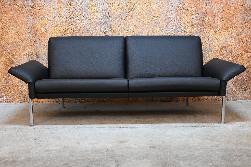 NIEUW beklede zwarte leren Jori Tosca design bank, Jori, Driepersoons, 75 tot 100 cm, Ophalen of Verzenden