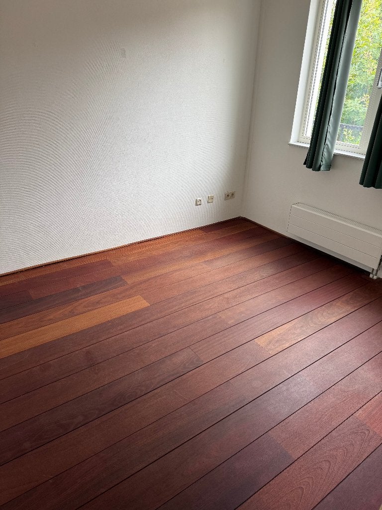Jatoba houten vloer ~77m2, Ophalen, Gebruikt, 50 tot 150 cm, Vloerdelen of -planken