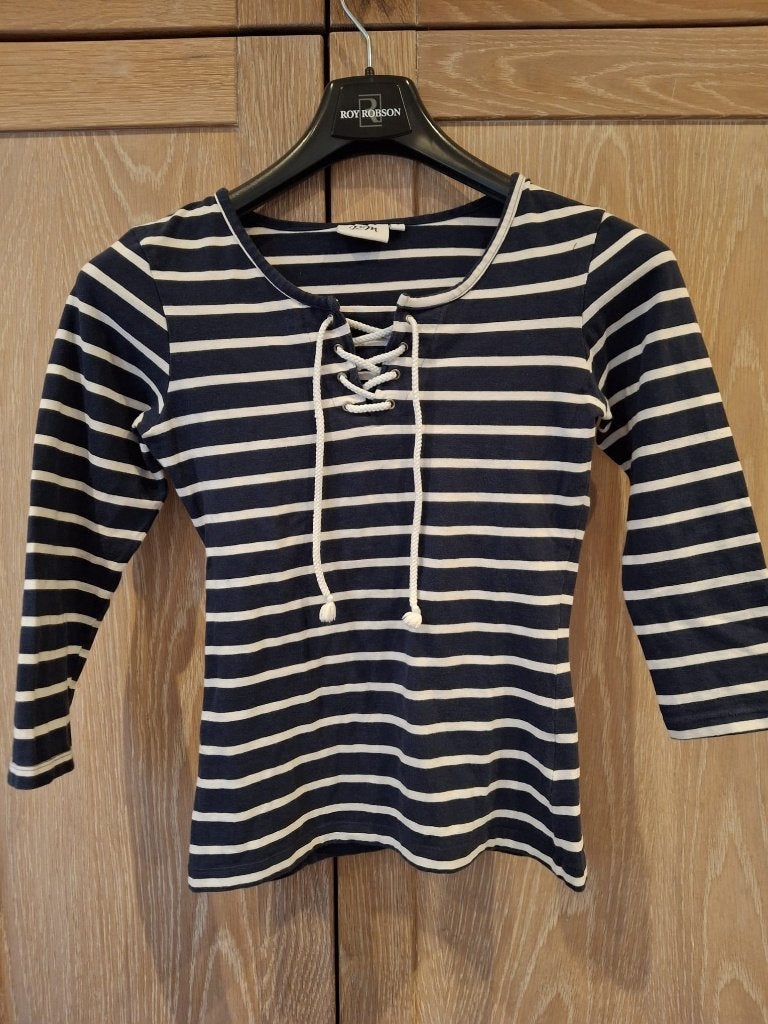 Blauw-wit shirt, Ophalen, Blauw, Lange mouw, Maat 36 (S)