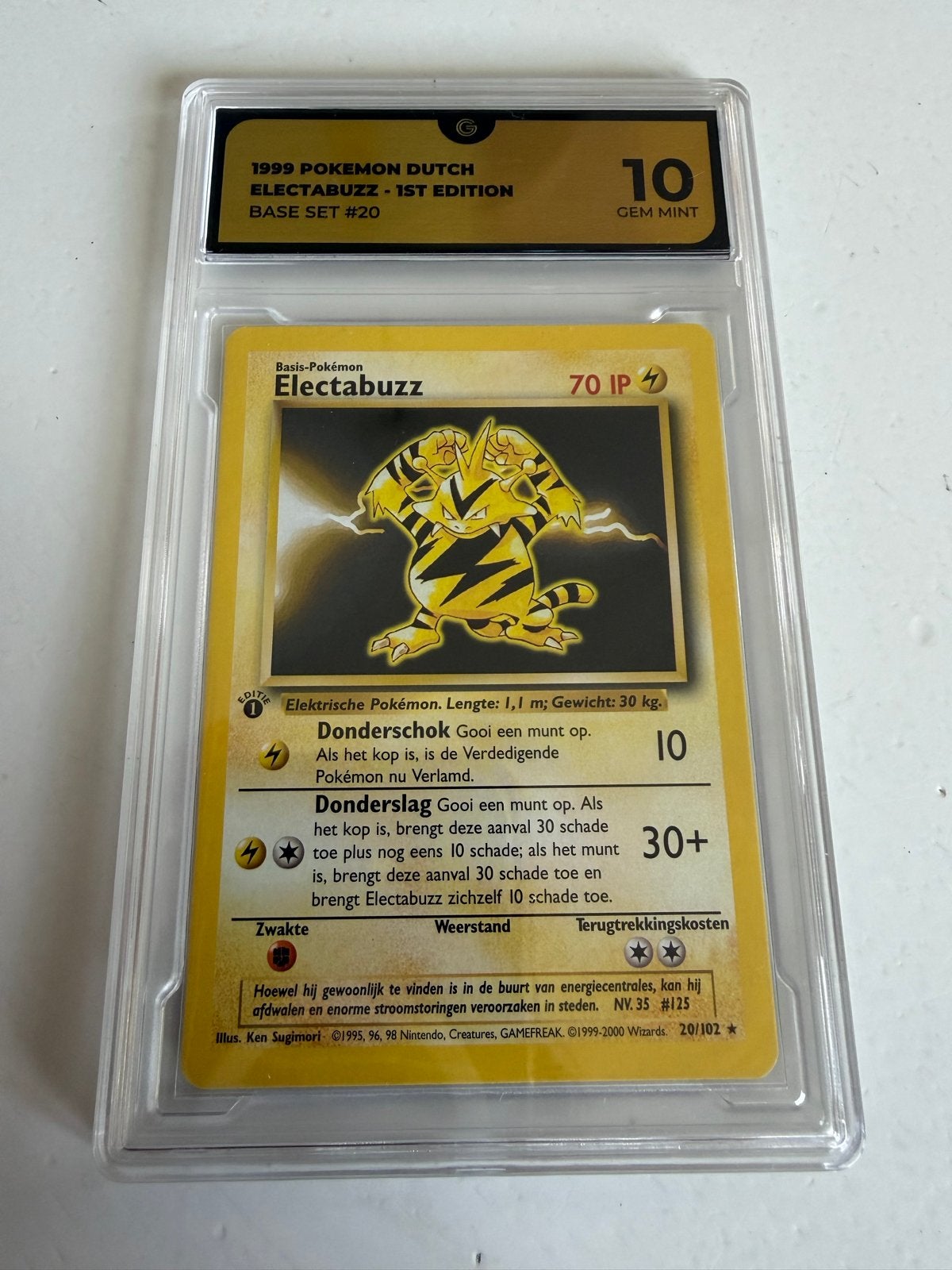 1999 Pokémon Base Set Electabuzz 1st Edition NL 10 Gem Mint, Ophalen of Verzenden, Nieuw, Losse kaart
