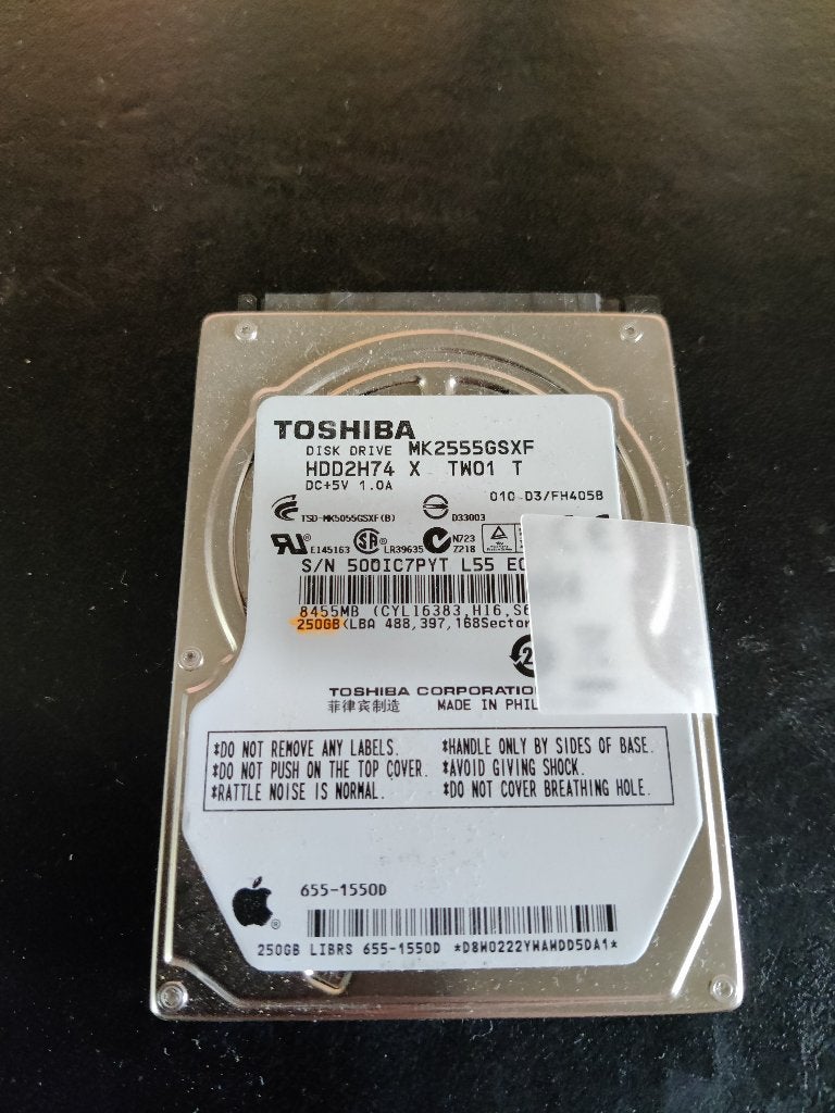 Toshiba 250GB 2,5"  [HDD-1607] 1-7, Ophalen of Verzenden, Gebruikt, Laptop