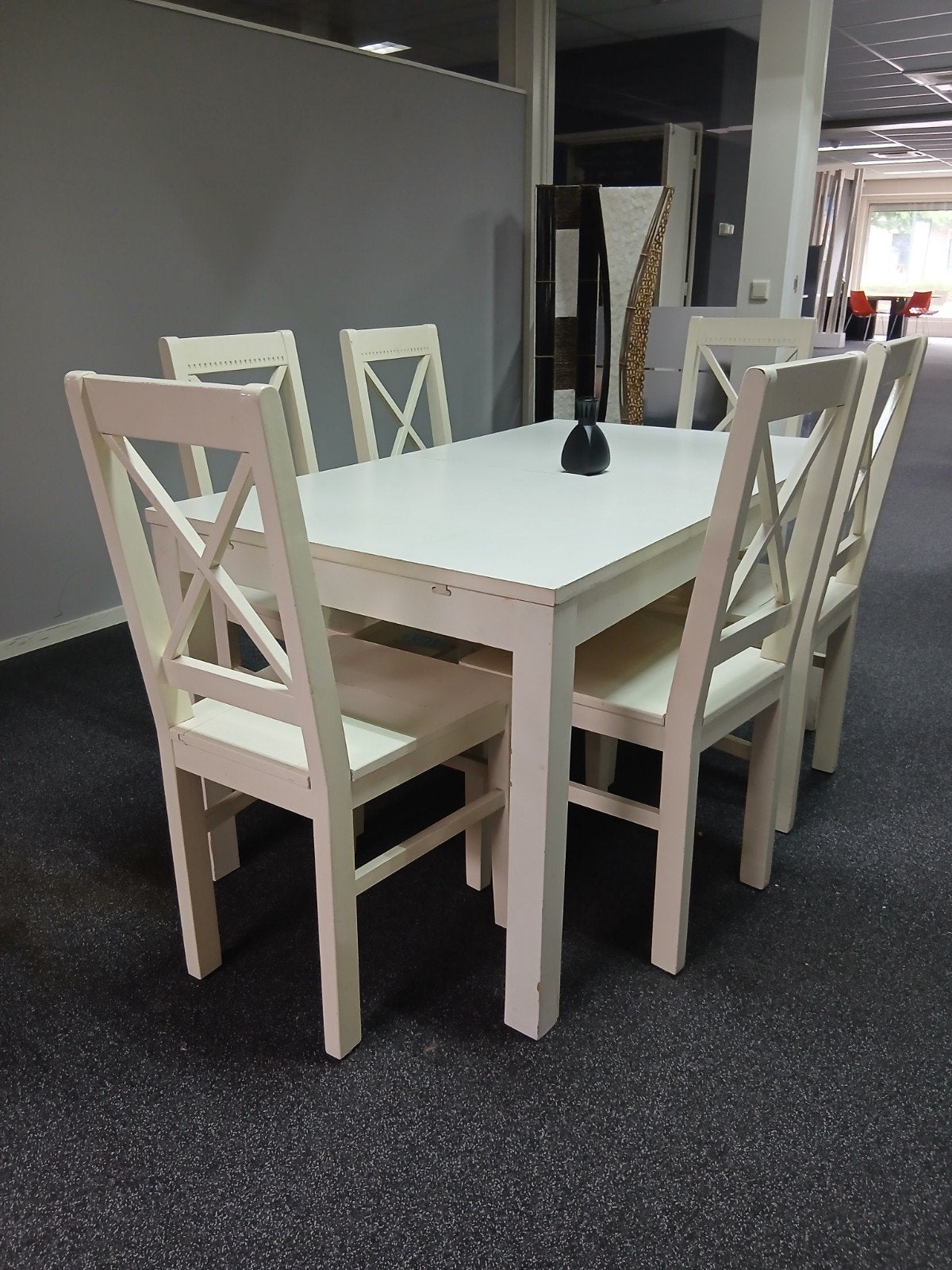 Uitschuifbare eettafel met stoelen, Huis en Inrichting, Tafels | Eettafels, Ophalen, Gebruikt, 100 tot 150 cm, Modern, Scandinavisch