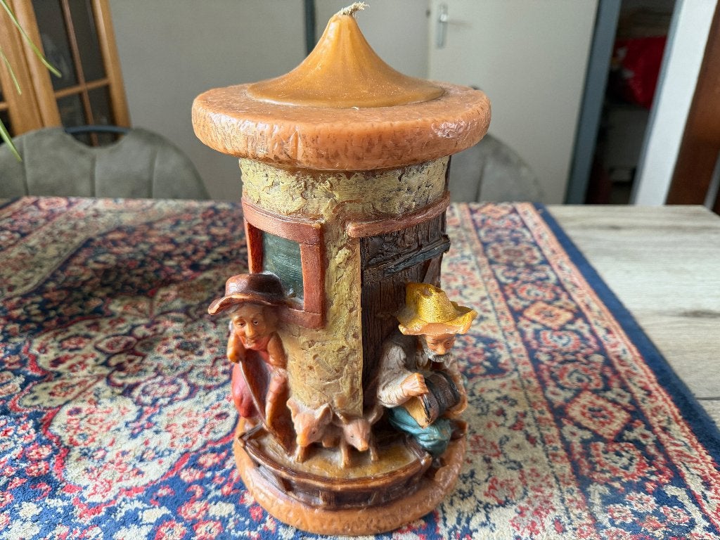 Oude handgesneden en beschilderde Kaars, Gunter-Kerzen, Meerkleurig, Overige merken, Ophalen of Verzenden, 33 cm