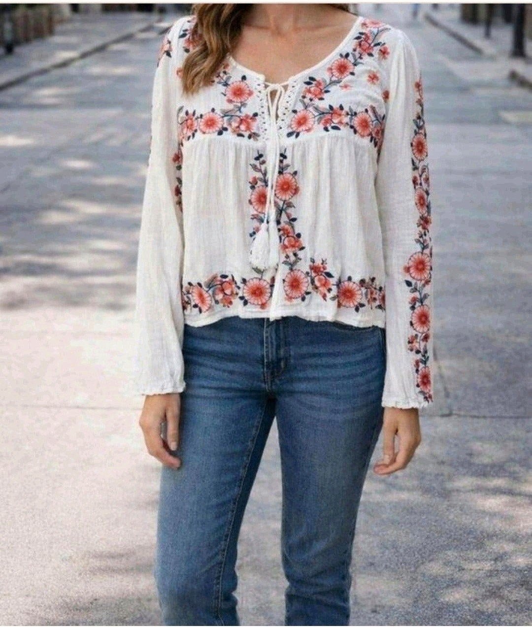 FB Sister boho blouse met bloemenborduring - XS, Kleding | Dames, Wit, Nieuw, Ophalen of Verzenden, Maat 34 (XS) of kleiner
