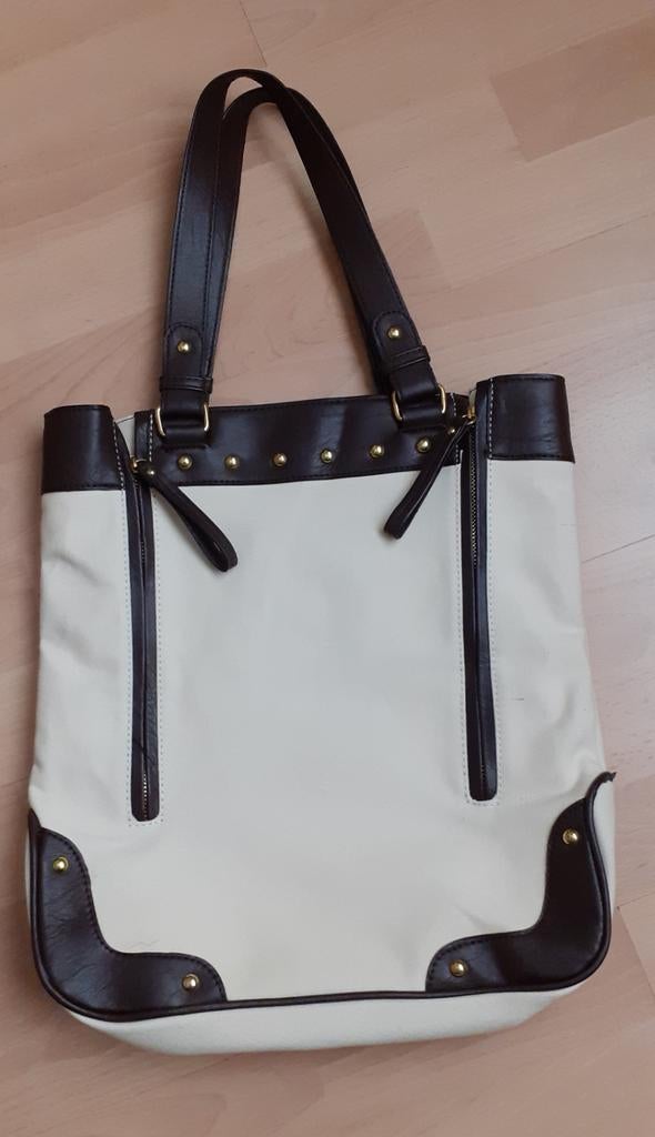 Handtas linnen ligt bruin met donker bruin nieuw, Ophalen of Verzenden, Nieuw, Bruin, Handtas
