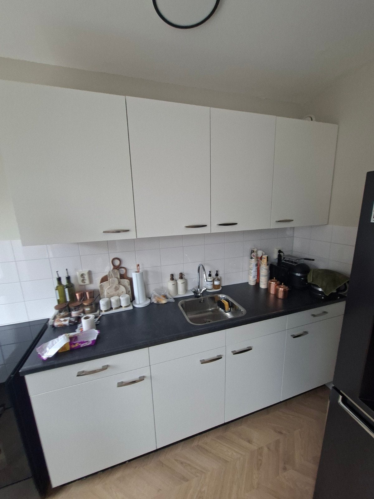 Complete keuken met boven- en onderkasten en spoelbak, Ophalen, Wit, Nieuw, Enkelwandige keuken