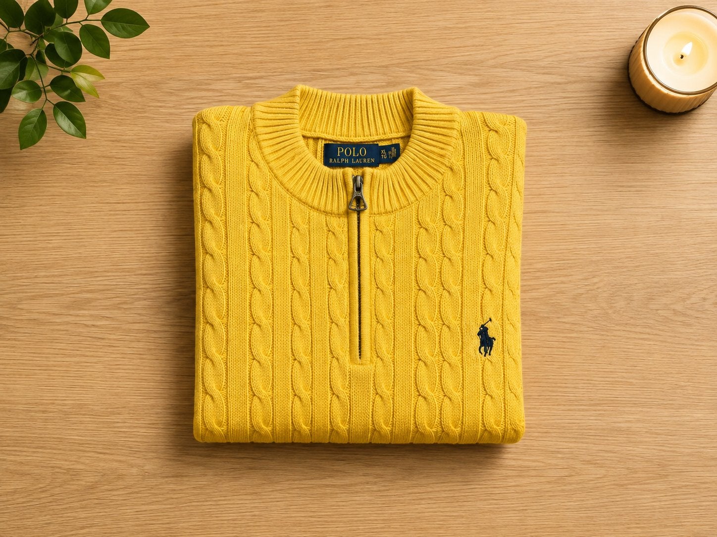 Ralph Lauren Quarter Zip Mustard Yellow |blue Pony | Size XL, Verzenden, Nieuw, Maat 56/58 (XL), Geel