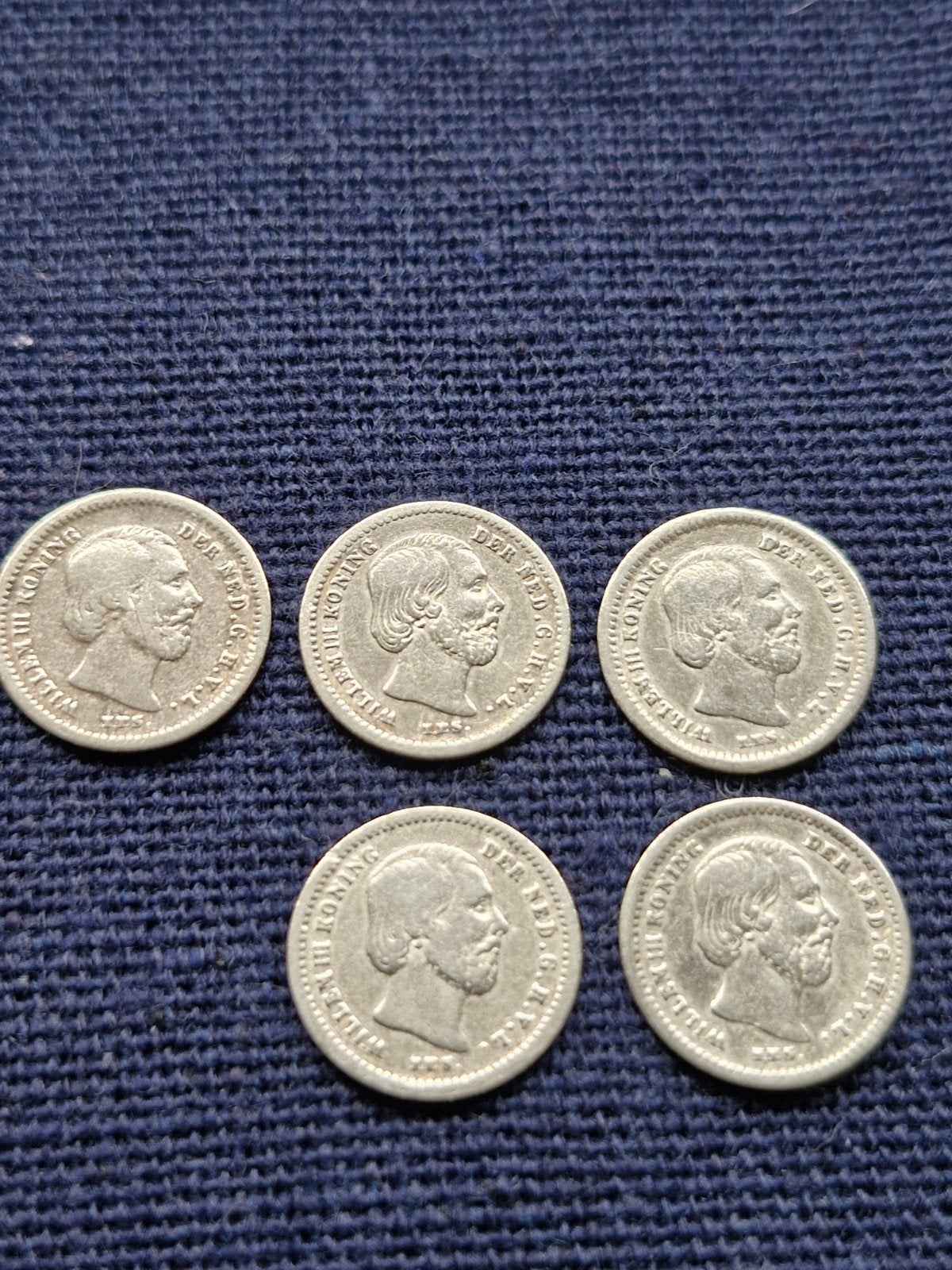 5x Willem III 5 cent munten uit 1850 - Zilver, Koning Willem III, Setje, Zilver, Ophalen of Verzenden