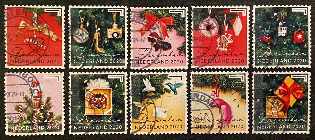 Decemberzegels 2020 gestempeld - mail uw keuze + bod, Postzegels en Munten, Ophalen of Verzenden, Na 1940, Gestempeld