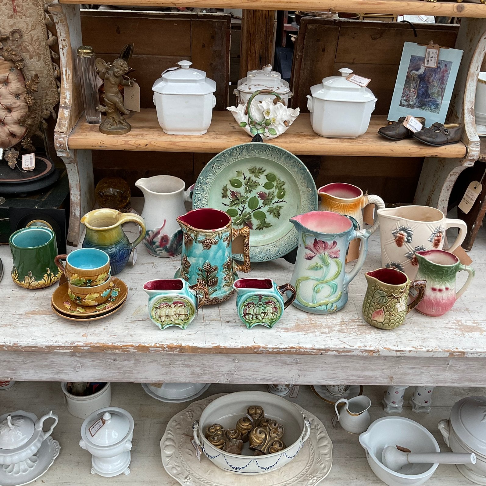 Barbotine /majolica servies *floor epe*, Ophalen of Verzenden