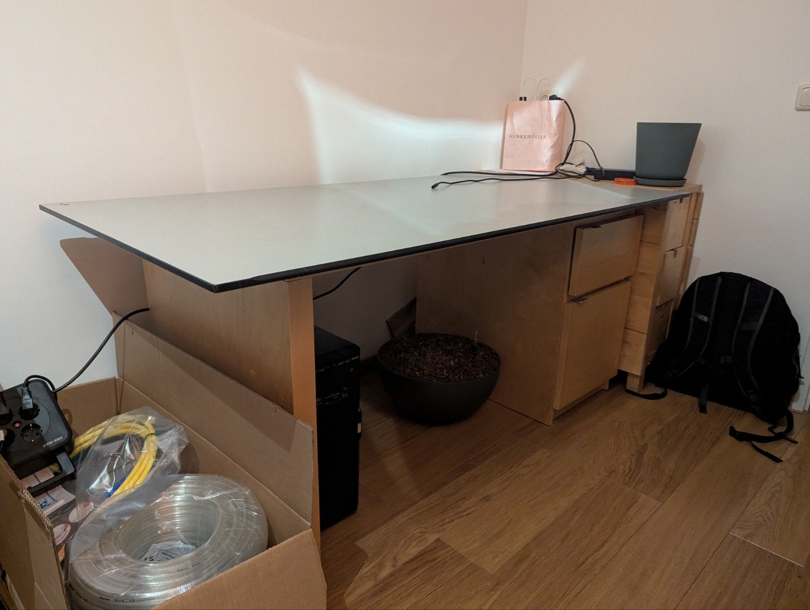 Groot bureau - 160x80x75cm, Ophalen, Gebruikt, Hout, Met lades