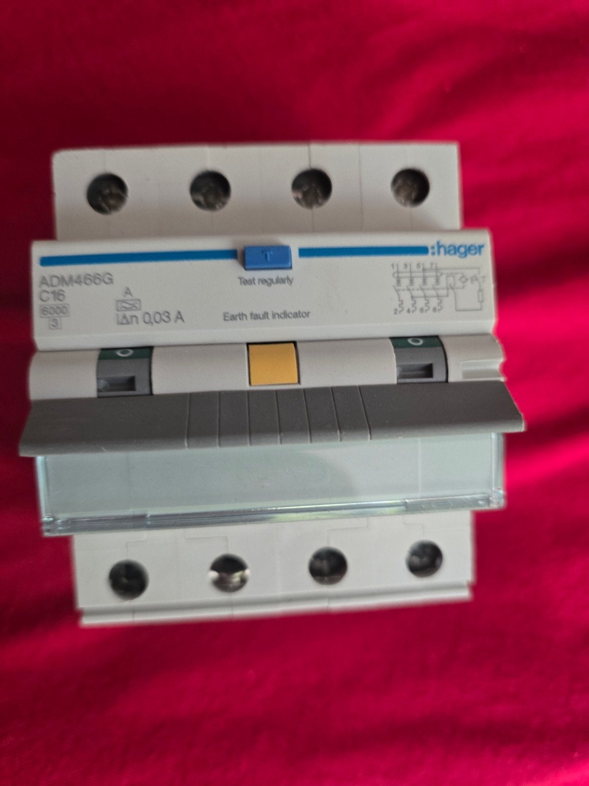 Hager ADM466G C16 Aardlekautomaat 3P+N 0.03A, Ophalen of Verzenden