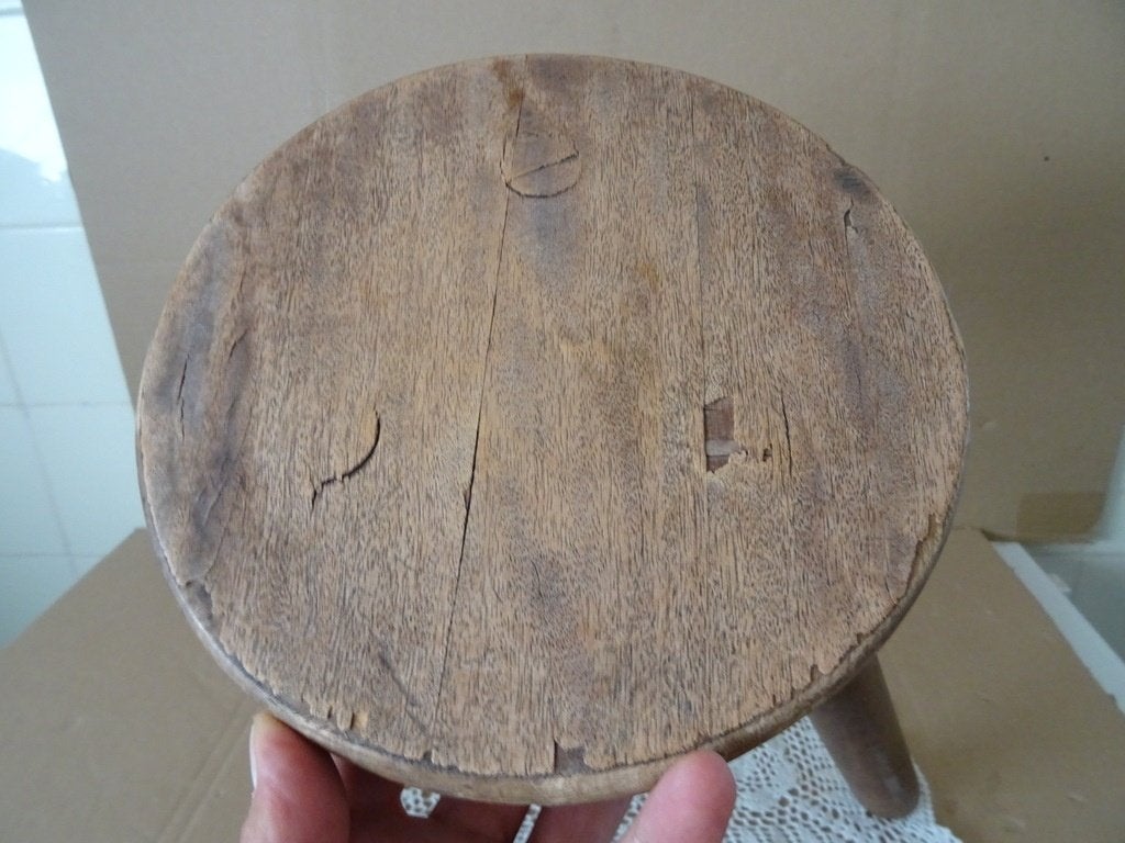 Antiek houten melkkrukje driepoot 30cm antieke melkkruk 1920, Ophalen of Verzenden