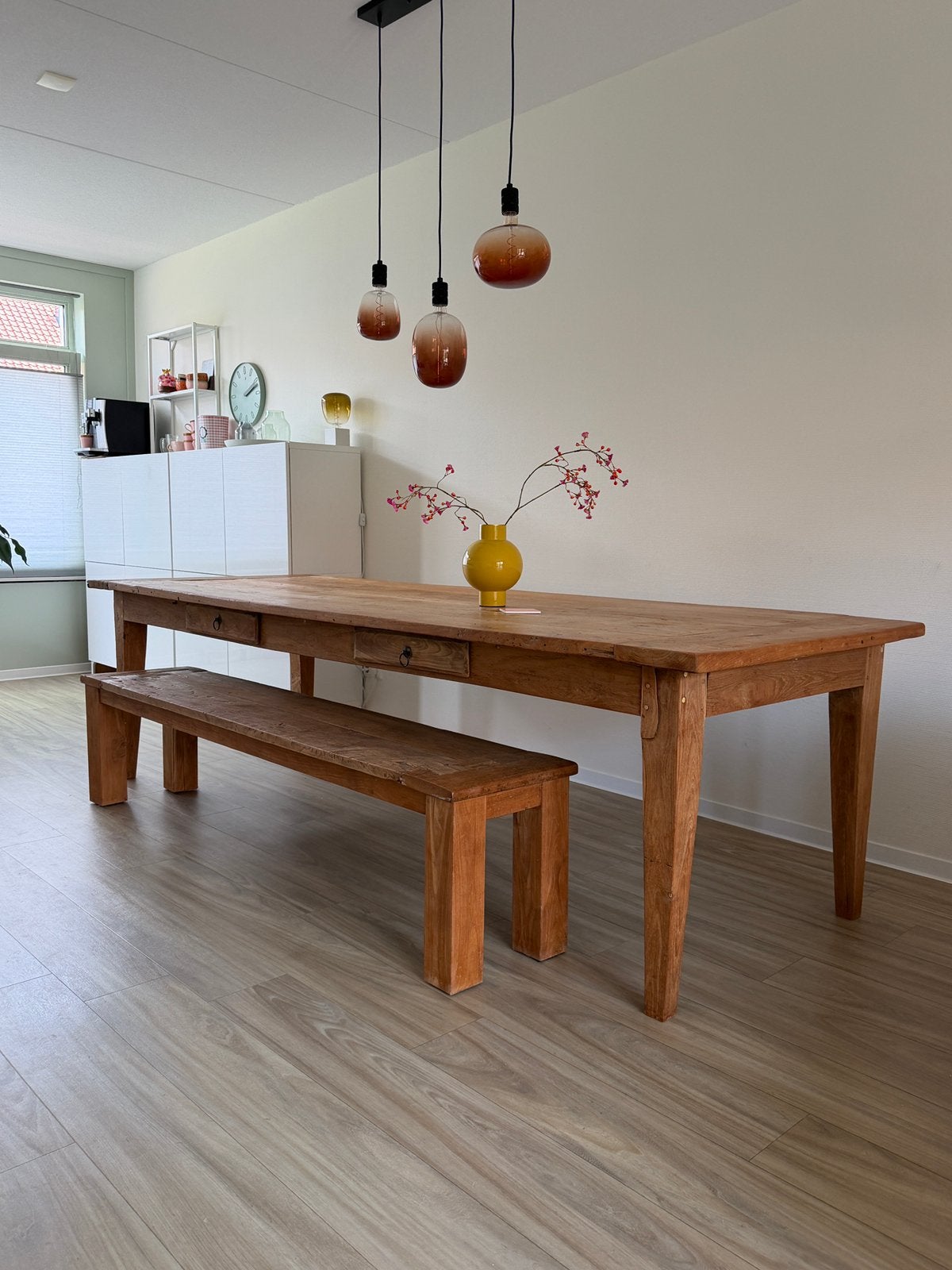 Teak houten bankje, Huis en Inrichting, Banken | Bankstellen, Ophalen, Gebruikt, Minder dan 75 cm, 150 tot 200 cm