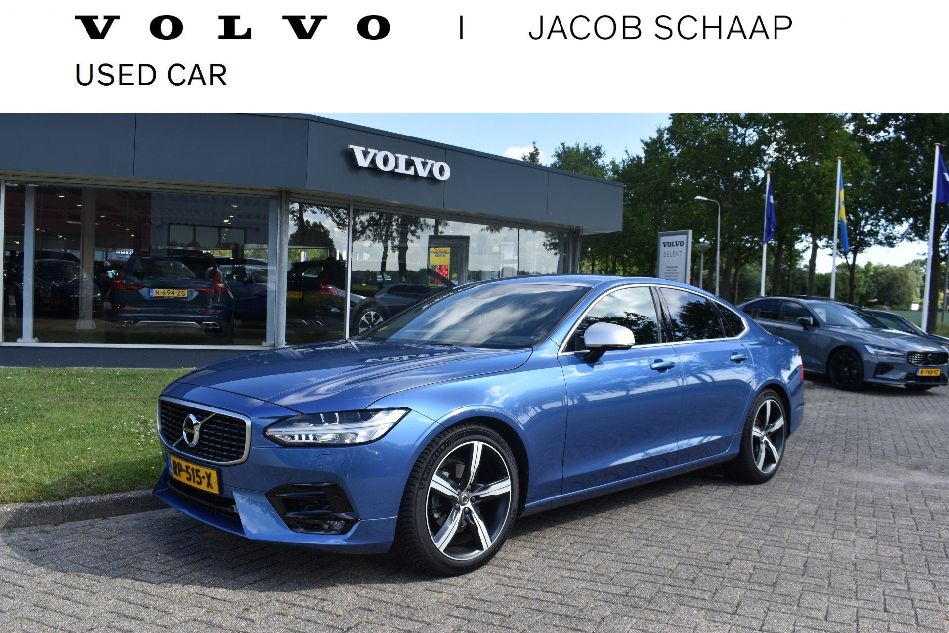 Volvo S90 D3 150PK Automaat R-Design | BLIS | Adapt. Cruise., 4 cilinders, Blauw, Alcantara, 23 km/l