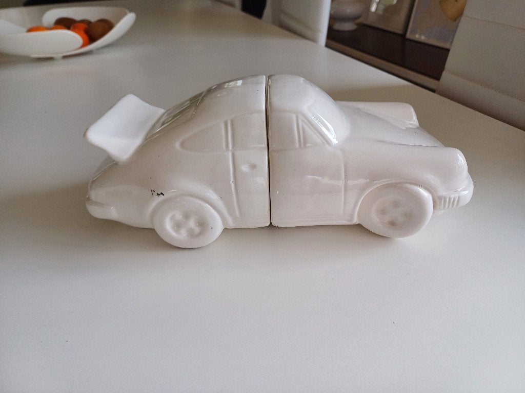 vintage witte Porsche 911 boekensteun keramiek, Ophalen of Verzenden, Gebruikt, Auto's