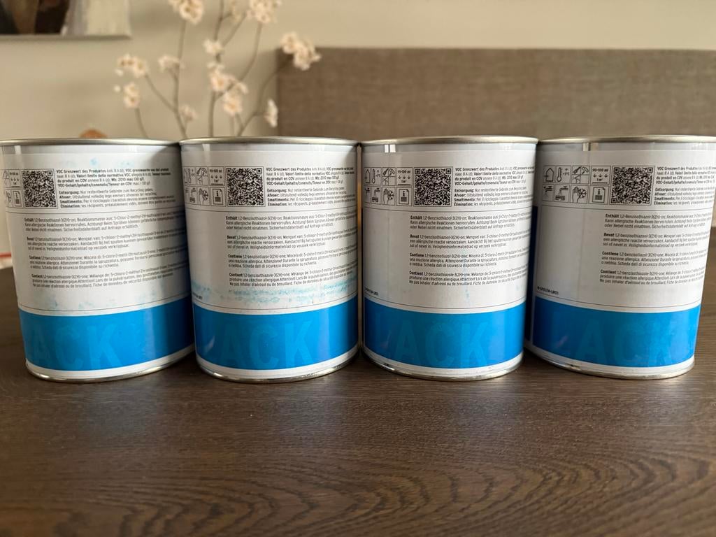 EINZA mix Aquamatt verf, 4 blikken, Ophalen, Wit, Nieuw, Verf