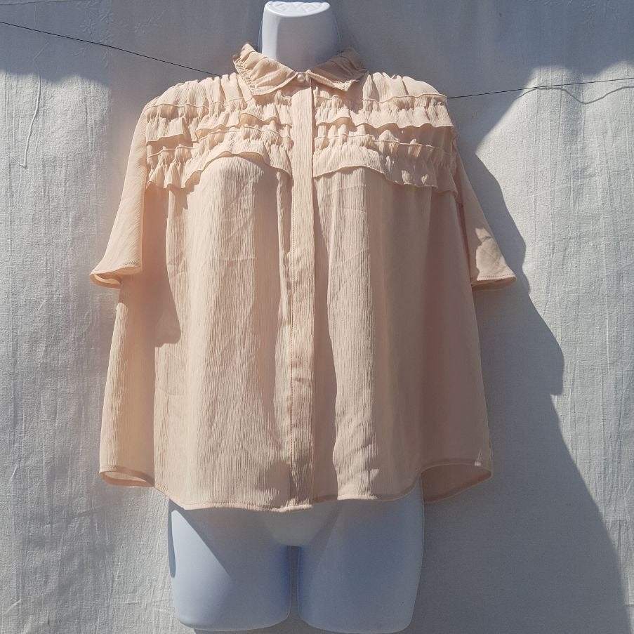 Prachtig blousje met roesjes. Mt xs. merk Zara Basic, ., Ophalen of Verzenden, Zo goed als nieuw, .