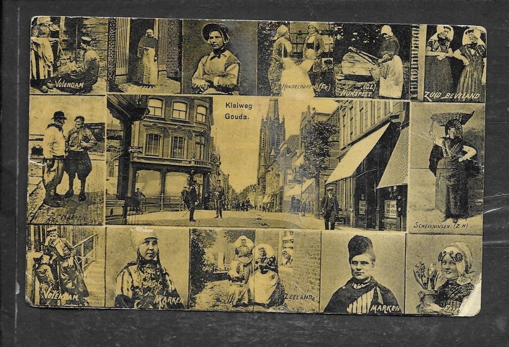 Gouda, Kleiweg en klederdrachten, gestempeld, Verzamelen, Verzenden, Voor 1920, Gelopen, Zuid-Holland