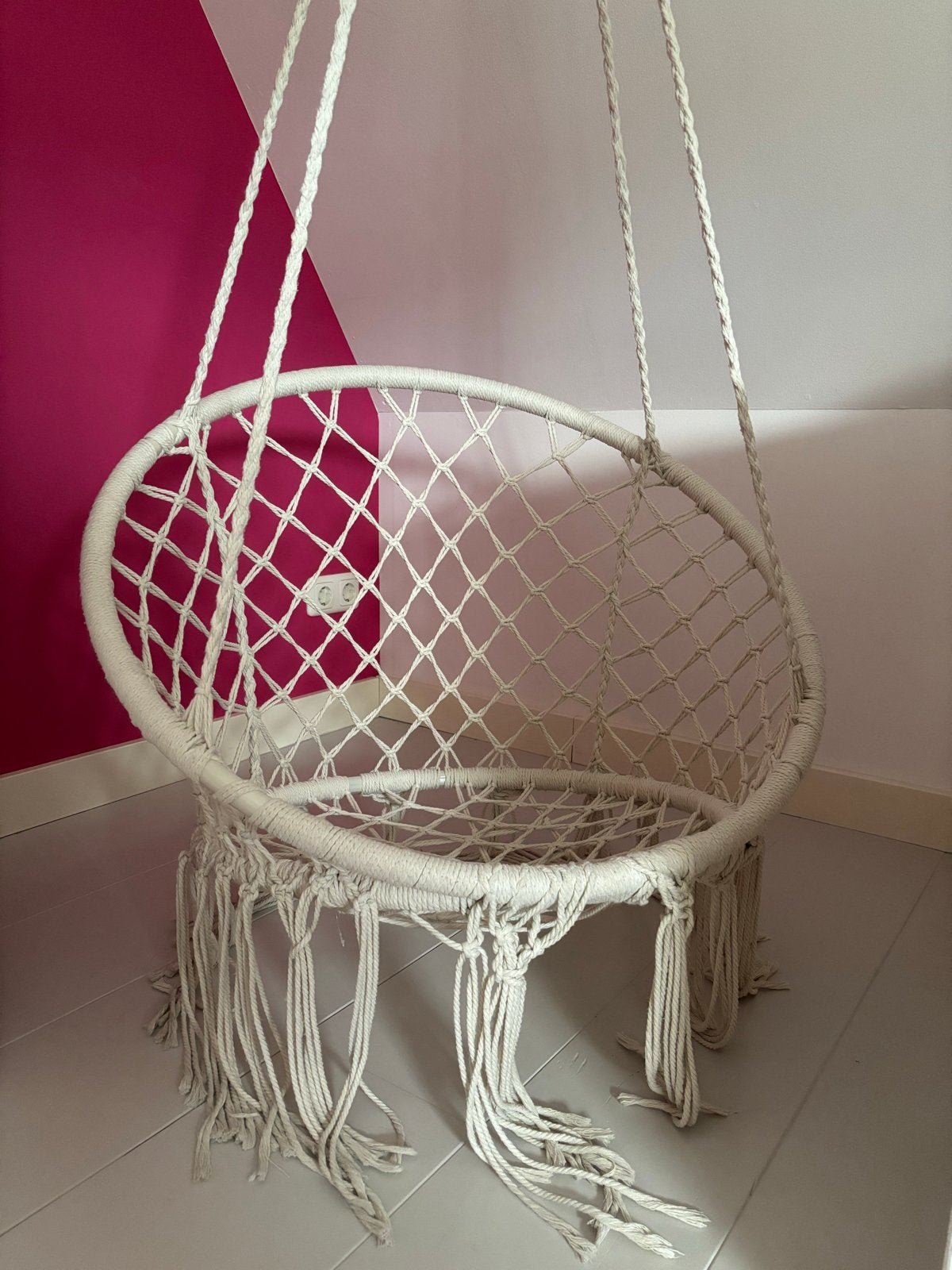 Hangstoel Macramé - Wit, Ophalen, Wit, Zo goed als nieuw, Eén