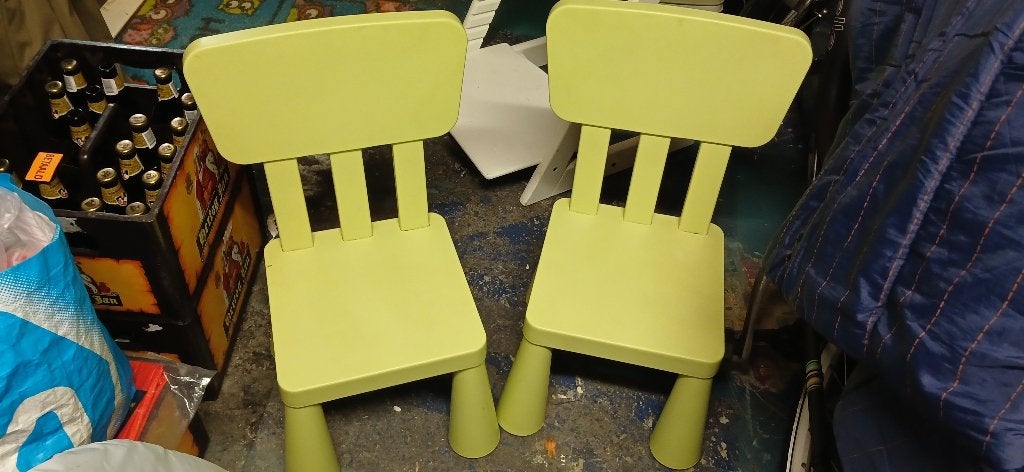 2 kinderstoeltjes en ronde tafel kleur groen ikea, Ophalen, Gebruikt, Overige typen