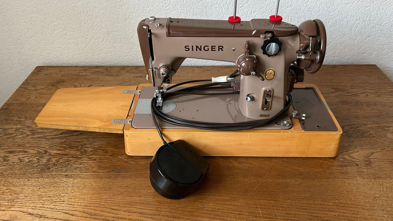 Vintage Singer Naaimachine met Koffer en Voetpedaal, Ophalen