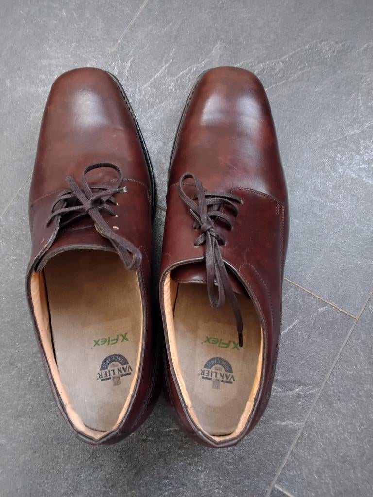 Van Lier Nette Schoenen - Bruin Leer, Maat 44, Bruin, Verzenden, Van Lier, Nieuw