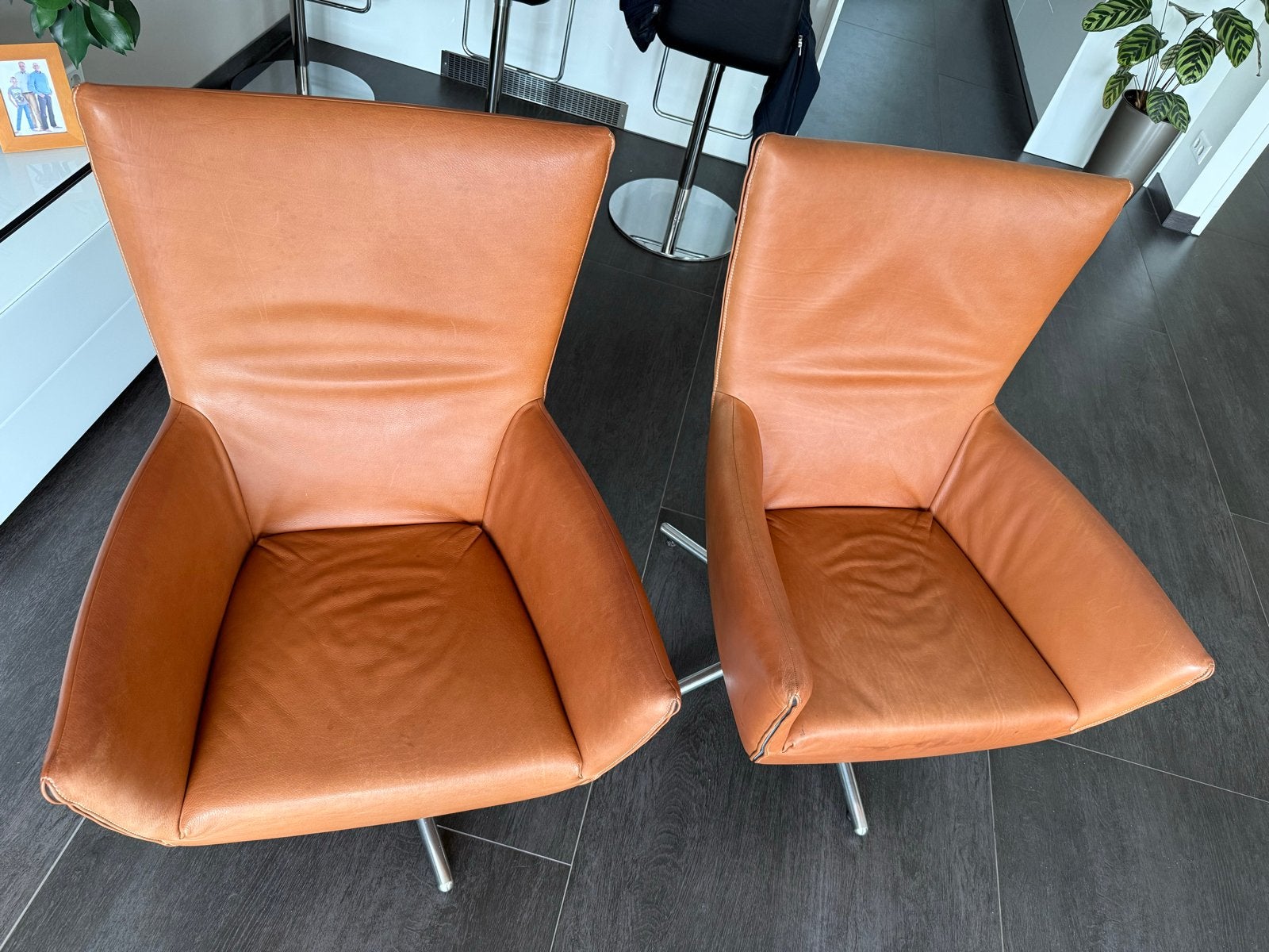 2x Gerard van den Berg Label Foxx Fauteuils - Leer, Huis en Inrichting, Fauteuils, Zo goed als nieuw, Leer, 75 tot 100 cm, Ophalen