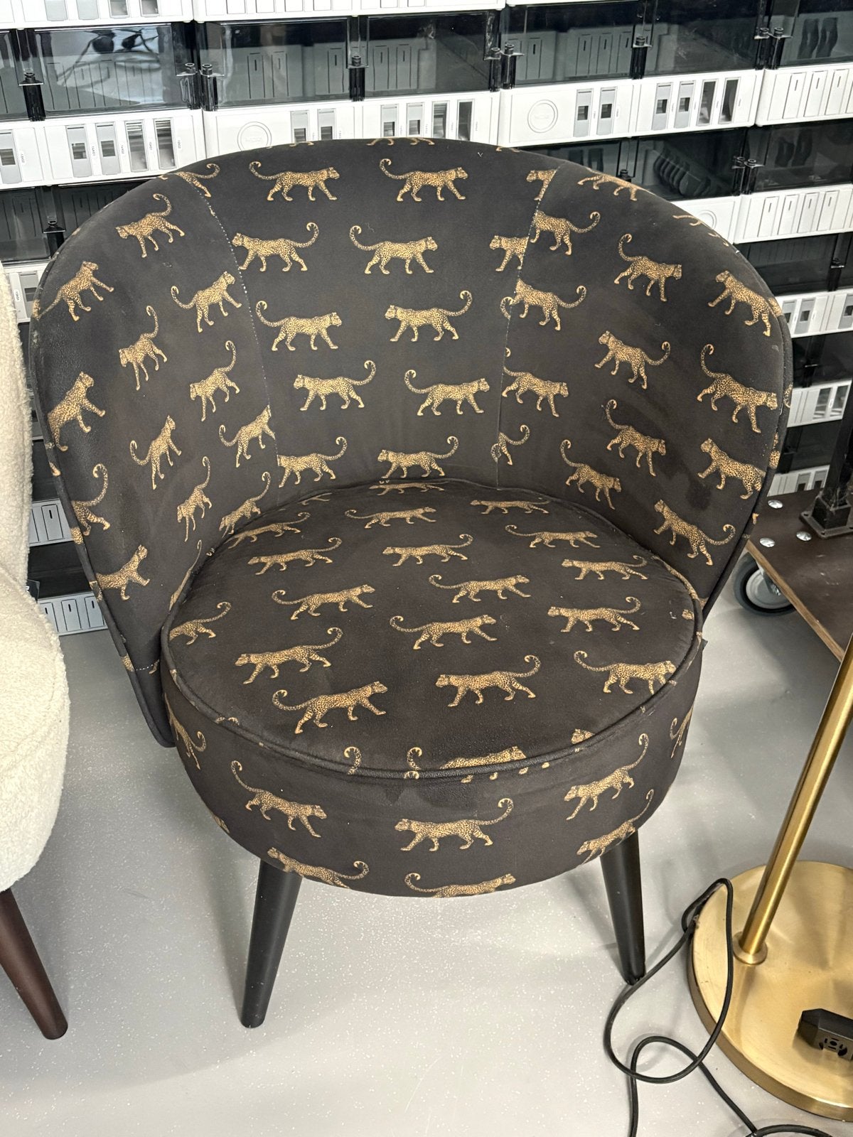 WOOOD Bo Fauteuil - Fluweel met Panterprint, Ophalen, Gebruikt, Minder dan 75 cm, Stof