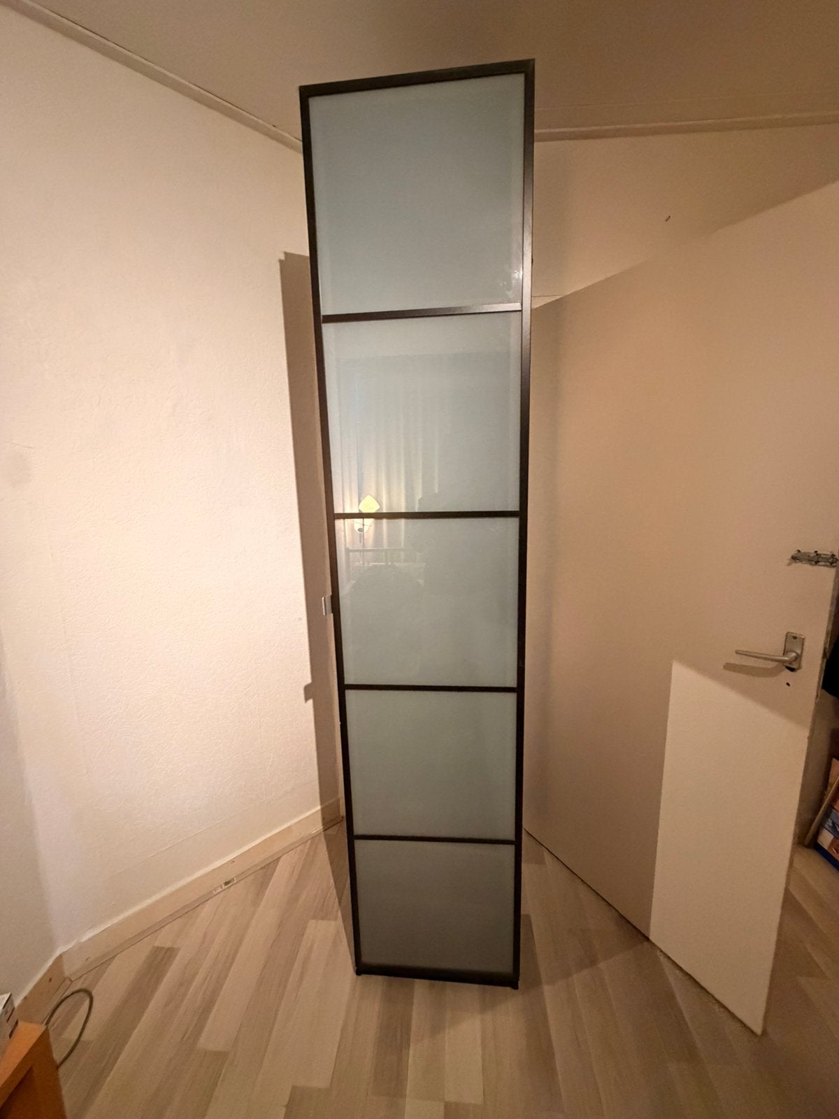 Hoge smalle kledingkast – Zwart met matglazen deur, Ophalen, Met deur(en), 200 cm of meer, Overige houtsoorten