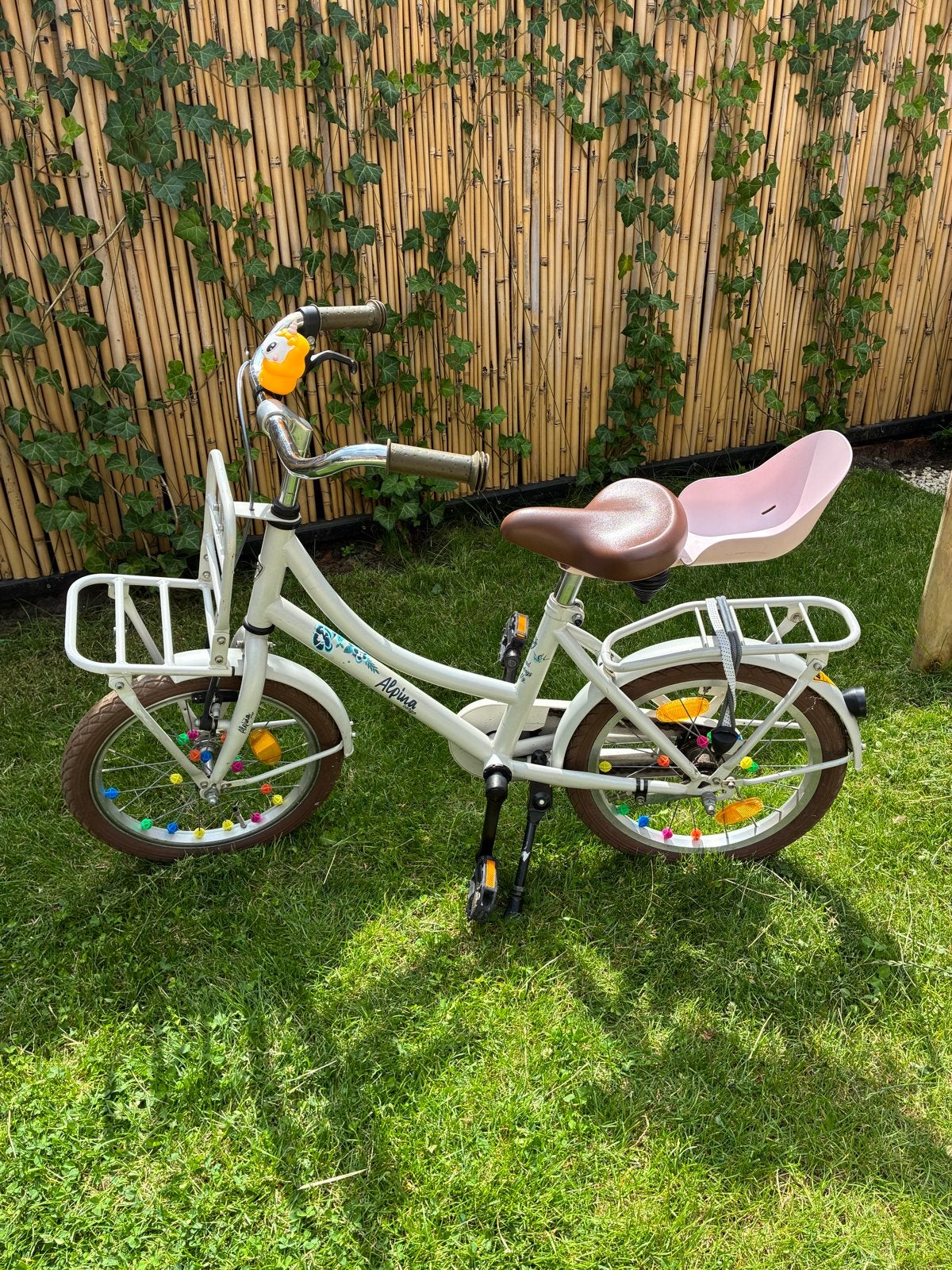 Alpina kinderfiets 16 inch met voorrek en achterzitje, Fietsen en Brommers, Fietsen | Kinderfietsjes, Ophalen of Verzenden, Gebruikt