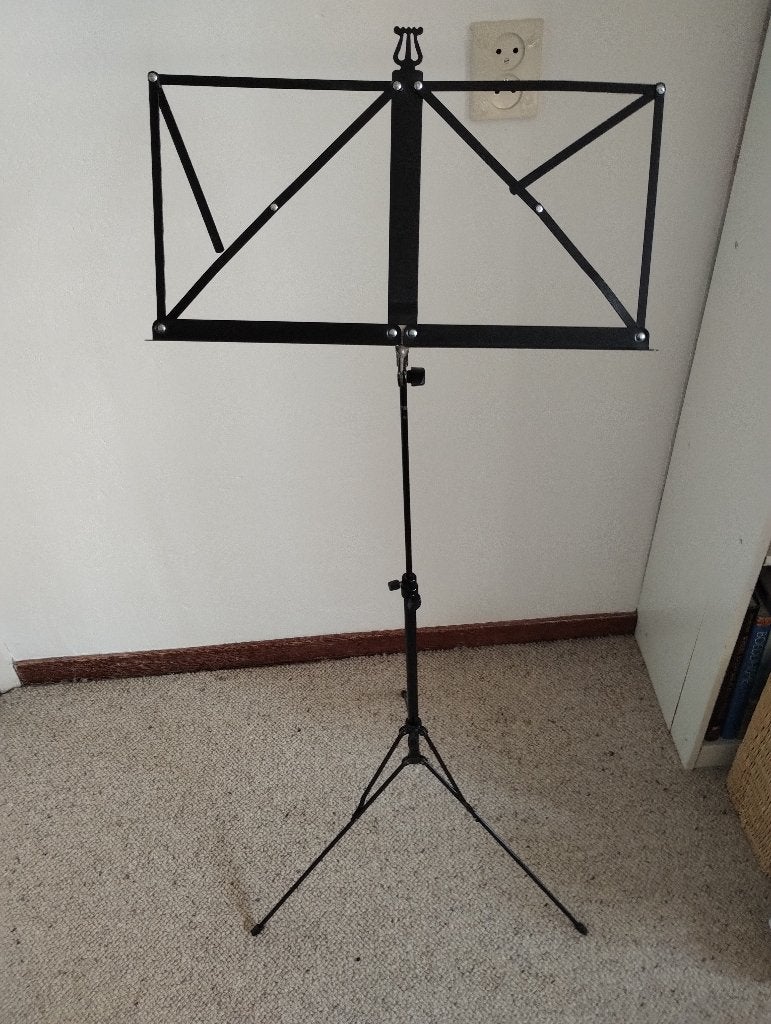 uitklapbare muziekstandaard zwart metaal, Ophalen of Verzenden, Zo goed als nieuw, Muziekstandaard