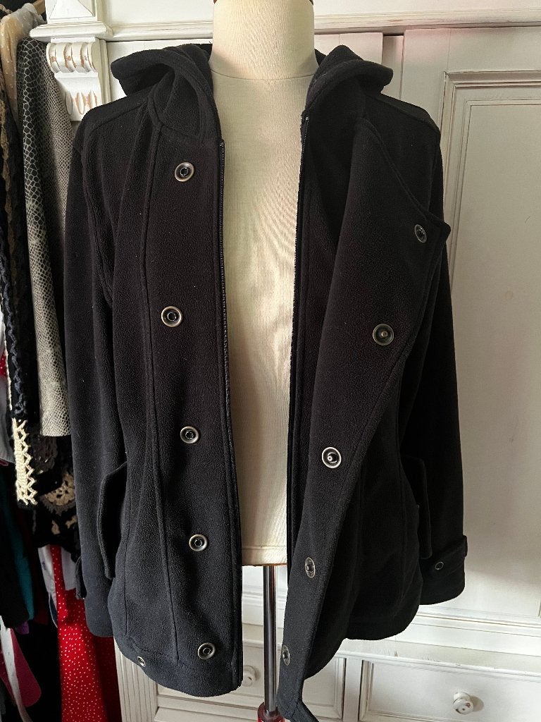 zwarte fleecevest met capuchon, Ophalen, Zo goed als nieuw, Maat 38/40 (M), Zwart