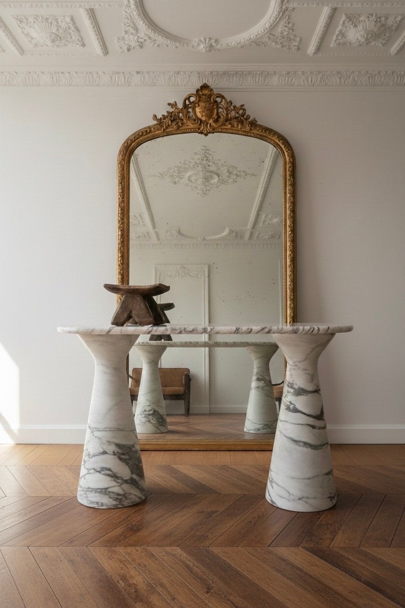 Calacatta marmeren side table / console, Ophalen, Overige materialen, 50 tot 100 cm, Zo goed als nieuw